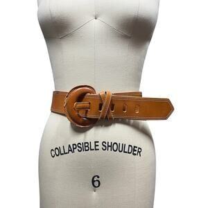 Vintage Robbie Nelson Women's Boho Wide Brown Belt Leather Wrapped Buckle M/L